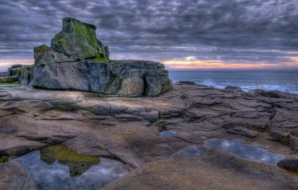 Картинка море, пейзаж, закат, France, Brittany, Fort Bloqué