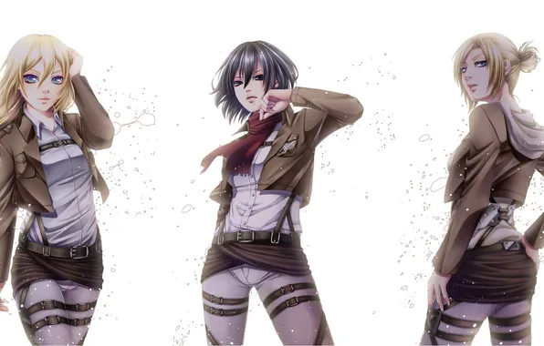Anime, Attack on Titan, Shingeki no Kyojin, Mikasa Ackerman, Annie Leonhardt, Christa Renz, Achikoako