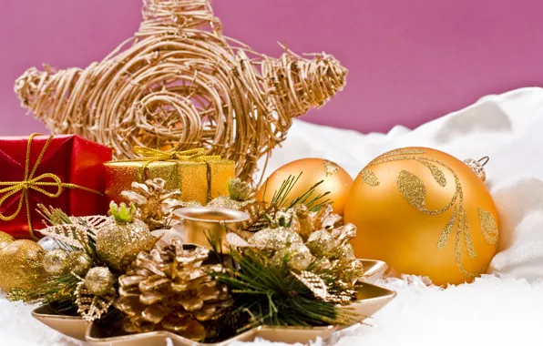 Украшения, шары, игрушки, звезда, Новый Год, Рождество, декорации, Christmas