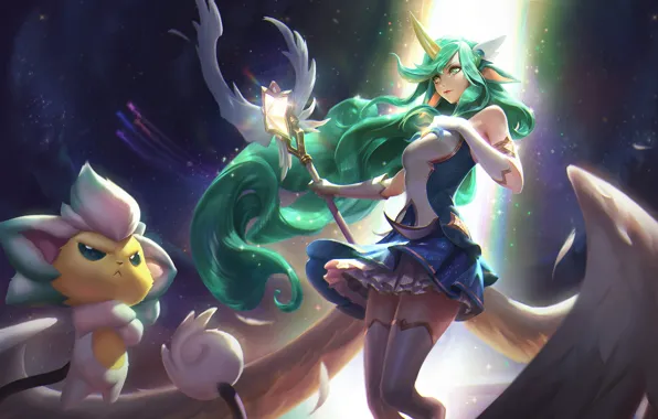 Чулки, Юбка, Звёзды, Арт, Посох, Splash, League of Legends, LoL