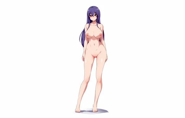 Girl, sexy, long hair, nipples, boobs, anime, beautiful, red eyes
