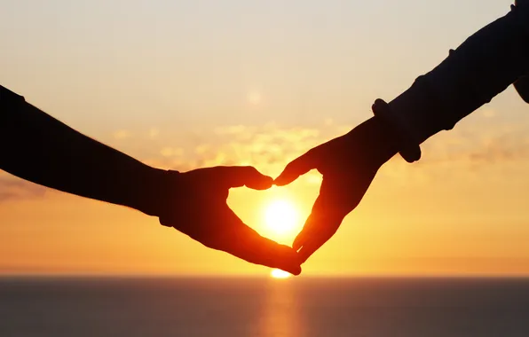 Картинка любовь, закат, сердце, love, heart, sunset, romantic, hands