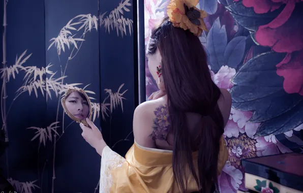 Mood, tattoo, cosplay, asian, back, oriental, Chinese dress