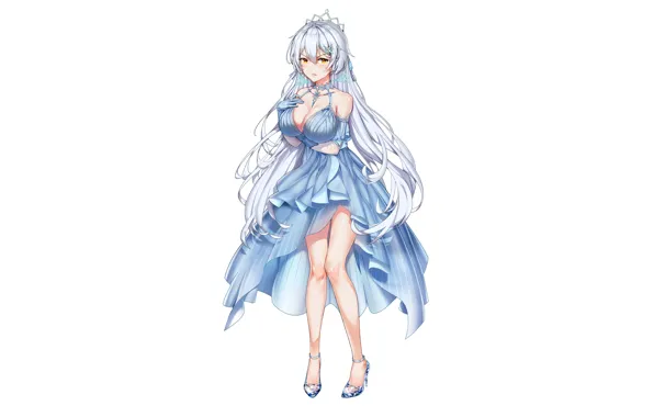 Girl, sexy, cleavage, long hair, dress, boobs, anime, beautiful