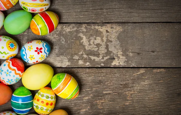 Картинка colorful, Пасха, happy, wood, spring, Easter, eggs, holiday