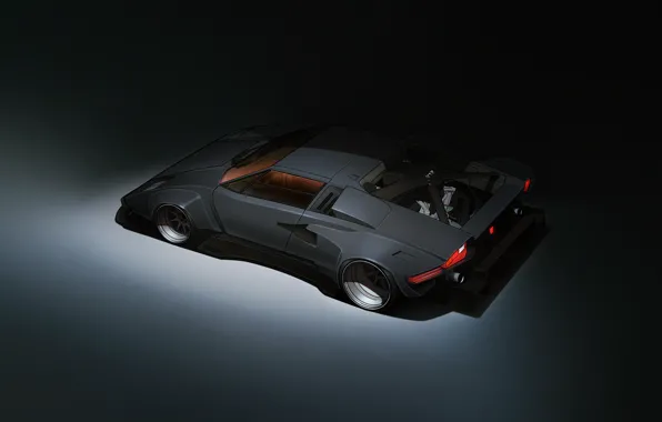 Минимализм, Lamborghini, Ретро, Машина, Car, Fantasy, Арт, Art
