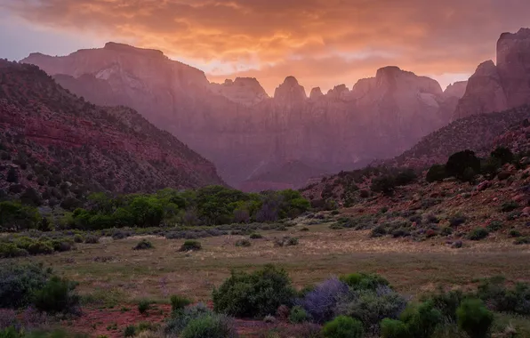 Небо, пейзаж, горы, камни, Arizona, National Monument