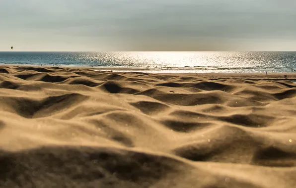 Песок, пляж, лето, отдых, горизонт