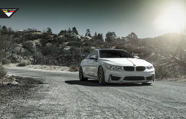 BMW, Sky, Front, Vorsteiner, Sun, White, Tuning, Road