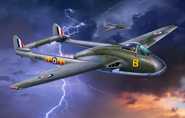 Великобритания, истребитель-бомбардировщик, Michal Reinis, Raf, DH.100 Vampire FB.Mk.9 Tropicalised Fighter-Bomber, de Havilland DH.100
