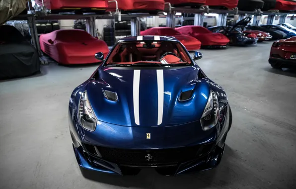 Ferrari, Blue, Front, Face, Superfast, 812