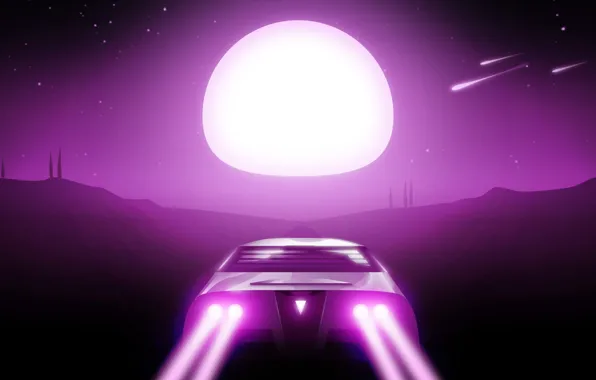 Музыка, Фон, Car, Art, Sun, Michael, Neon, Concept Art