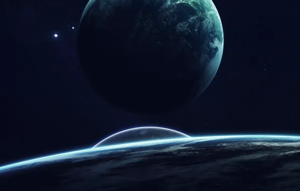 Звезды, Планета, Космос, Планеты, Planets, Арт, Stars, Space
