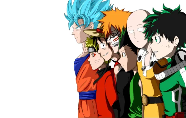 Bleach, Naruto, One Piece, pirate, anime, crossover, hero, martial artist