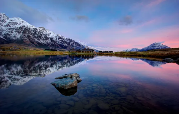 Картинка горы, отражение, камни, дно, Новая Зеландия, New Zealand, Queenstown, Lake Wakatipu