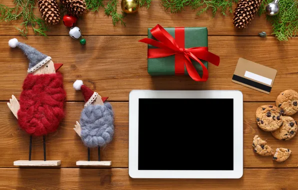 Картинка украшения, шары, Новый Год, Рождество, подарки, happy, Christmas, планшет