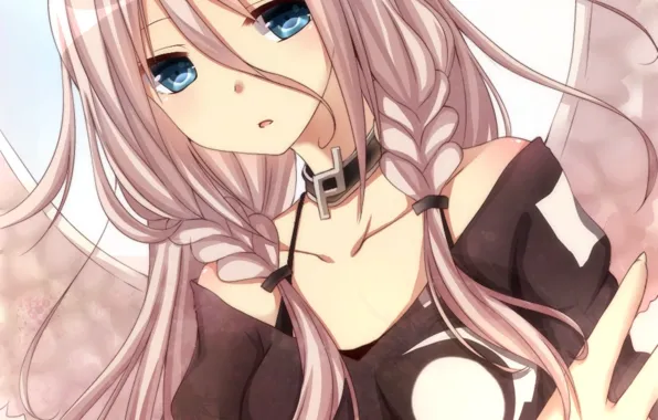 Девушка, голубые глаза, vocaloid, длинные волосы, вокалоид, yamasuta
