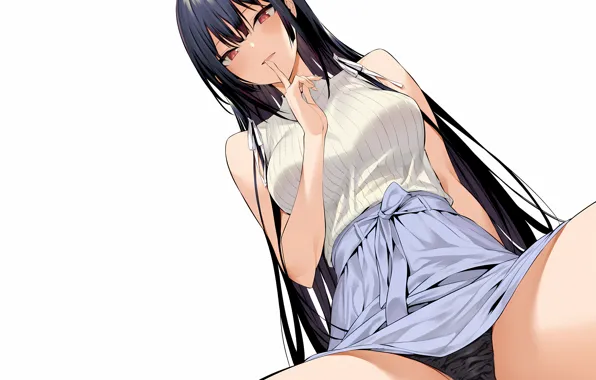 Картинка girl, sexy, lingerie, blouse, panties, long hair, anime, beautiful