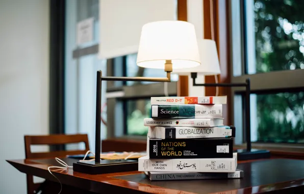Background, blur, bokeh, table, lamps, books