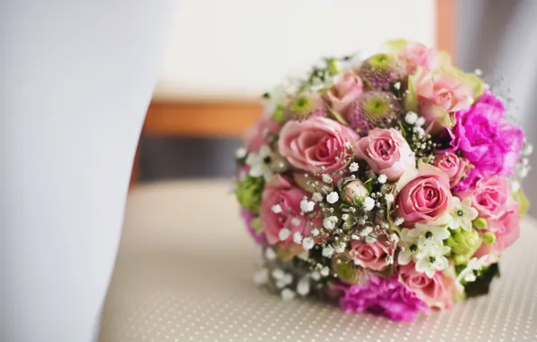 Цветы, розы, букет, свадебный