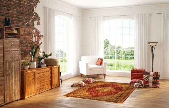 Обои design, style, living room, interior, casual chic на телефон и ...