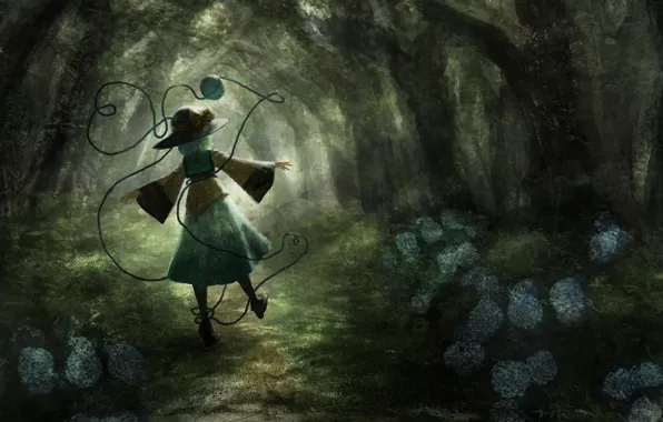 Лес, Девушка, Touhou, Koishi Komeiji, Тохо, Тоухоу