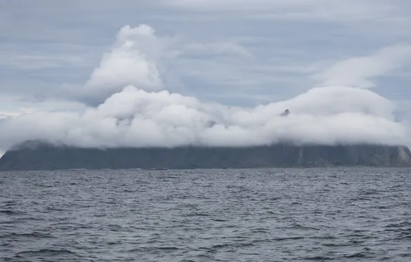 Море, небо, облака, океан, остров
