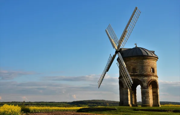 Картинка поле, природа, Мельница, field, nature, mill