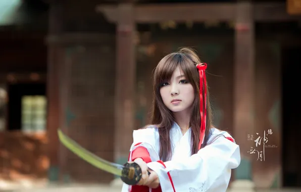 Картинка девушка, японка, меч