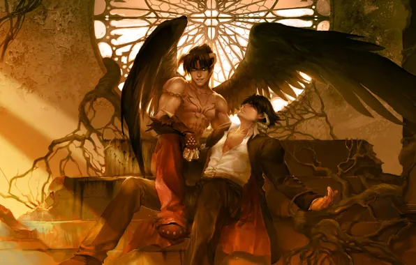 Картинка крылья, рога, art, Tekken, Jin Kazama, Devil Jin