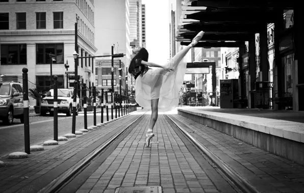 Девушка, улица, танец, балерина