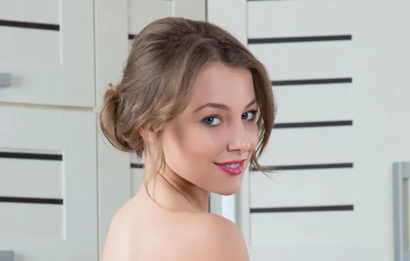 Глаза, взгляд, улыбка, плечи, милашка, очарование, Nikia A