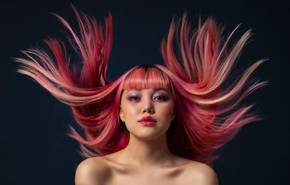 Стиль, темный фон, портрет, макияж, азиатка, style, asian, portrait