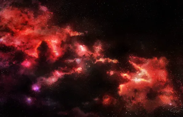 Космос, туманность, красная, nebula
