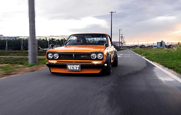Авто, Машина, Оранжевый, Ниссан, Nissan, Фары, Автомобиль, 2000