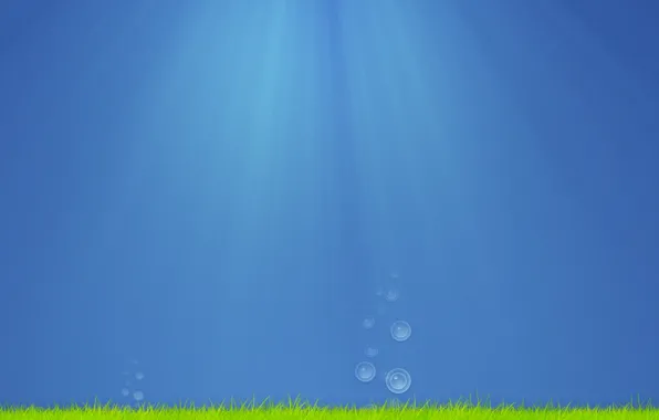 Картинка море, трава, вода, капли, лучи, свет, водоросли, пузыри