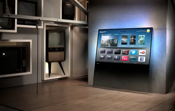 Будущее, прошлое, интерьер, телевизоры, smart tv, Philips DesignLine TV