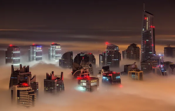 Картинка Dubai, Fog, Jumeirah Lake Tower