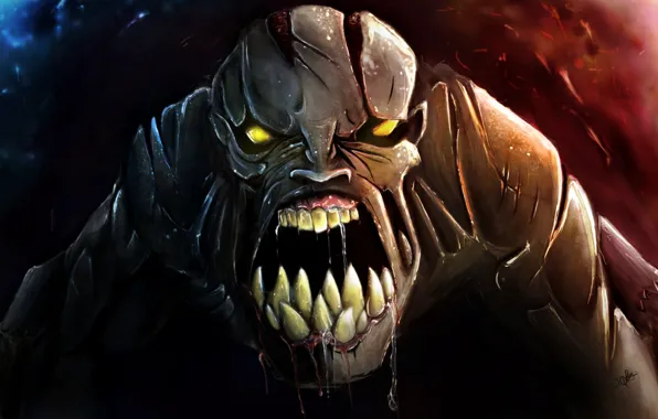 Картинка монстр, зубы, арт, Dota 2, раны, Lifestealer