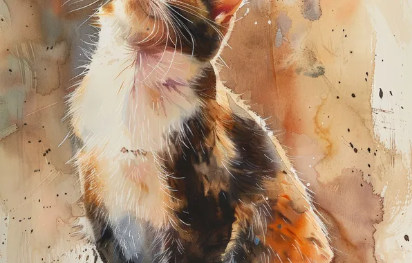 Картинка Кошка, Кот, Морда, Арт, Цифровое искусство, ИИ-арт, Искусство искусственного интеллекта, Нейросеть