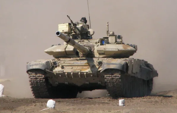 Картинка дым, пыль, танк, т-90, ВС РФ