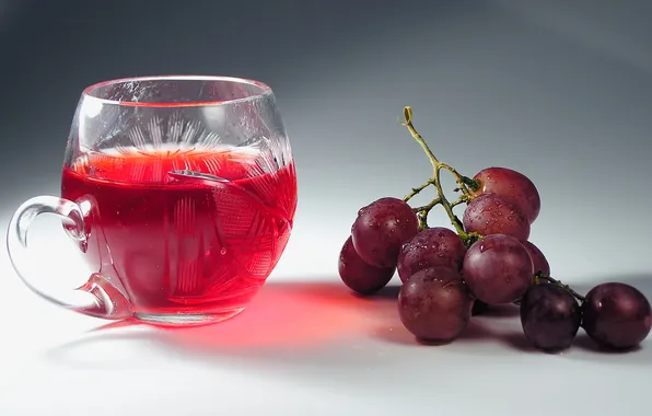 Капли, виноград, гроздь, кружка, напиток