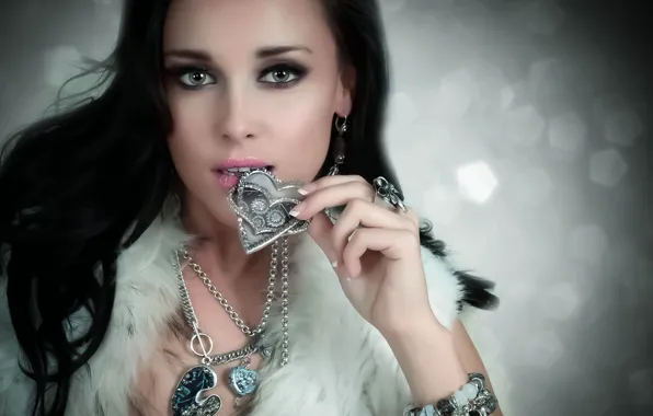 Взгляд, девушка, украшения, лицо, стиль, модель, макияж