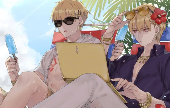 Фрукты, парни, двое, Гильгамеш, Fate / Grand Order, Судьба великая кампания