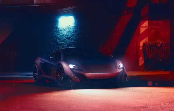 McLaren, Ночь, Машина, Серый, Car, Render, Суперкар, Освещение