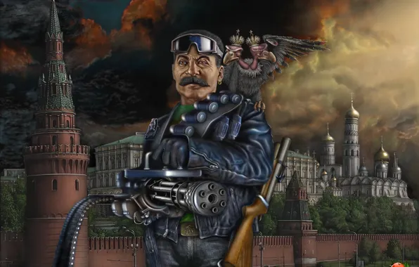 Картинка кремль, пулемет, Сталин