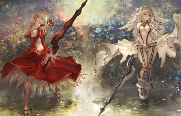 Оружие, девушки, аниме, сейбер, fate/grand order