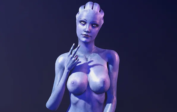 Грудь, взгляд, голая, mass effect, liara, Liara T'Soni