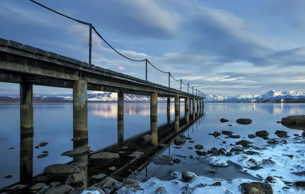Пейзаж, мост, озеро