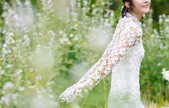 Beautiful, Asian, Model, Flowers, Smile, Woman, Cute, Pretty